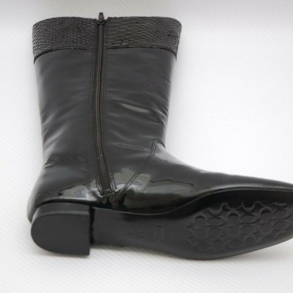 Coach FRESNA Patent Leather Knee-High Boot Black 6 - Picture 5 of 8